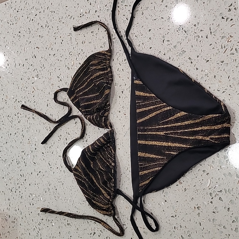 Black and gold sparkle bikini